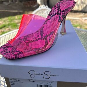 Jessica Simpson Vibrant Pink Snakeskin Heels